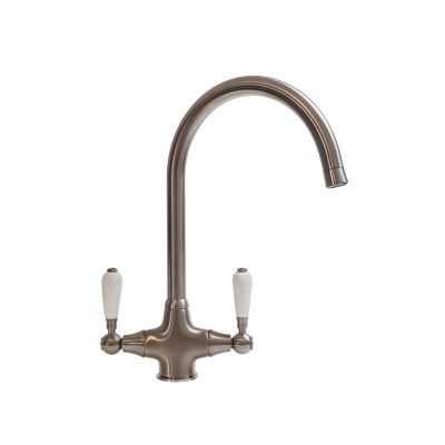 ELBE BN | Brushed Tap with White Levers
