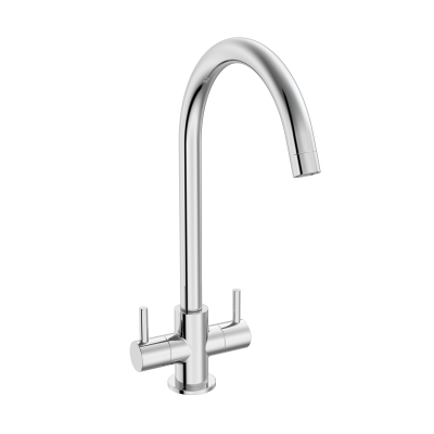Chrome swan neck, dual lever tap