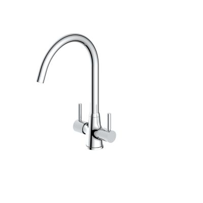 Chrome swan neck, dual lever tap